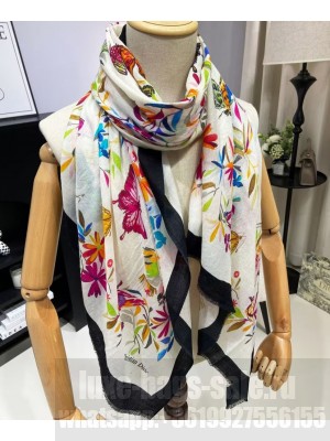 Christian Dior Women's Butterfly Around The World Long Scarf White
