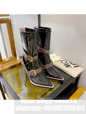 Fendi Women Black Neoprene Ankle Boots FFrame Pointed-Toe