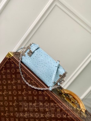 Louis Vuitton Slim Trunk Ostrich M25445 light blue