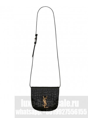 Saint Laurent Kaia Small Satchel In Crocodile-Embossed Leather 6197401 Black