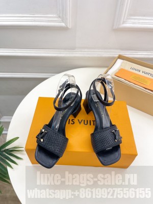 Louis Vuitton Shake Heel 5.5cm in Perforated Calf Leather Sandals Black