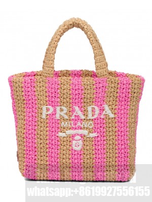 Prada Small Raffia Tote Bag Peachblow