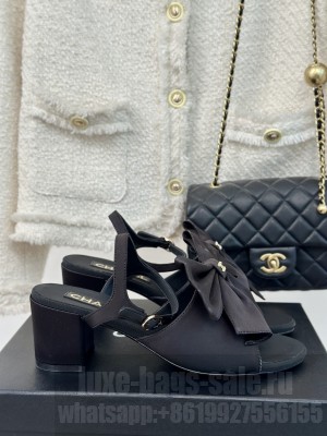 Chanel Satin 6cm Bow Sandals G45812 Black 2024