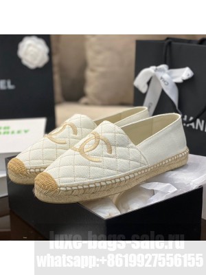 Chanel CC Quilted Canvas Espadrilles White Spring/Summer 2021 Collection 38