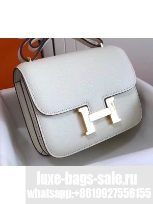 Hermes Constance Mini/MM Bag in Epsom Leather White with Gold Hardware
