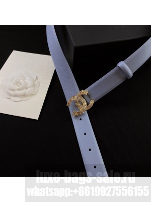 Chanel Calfskin Belt 3cm with Star CC Buckle Blue  2021 Collection