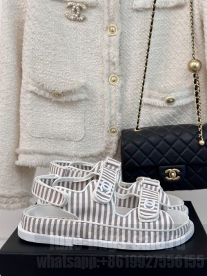 Chanel Stripes Beach Flat Sandals 2024 03