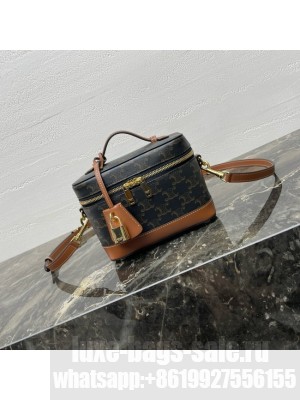 CELINE VANITY IN TRIOMPHE CANVAS AND CALFSKIN 119463 tan
