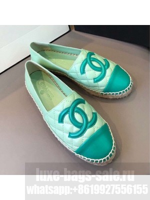 Chanel Quilted Calfskin Flat Espadrilles G29762 Green 2020 Collection