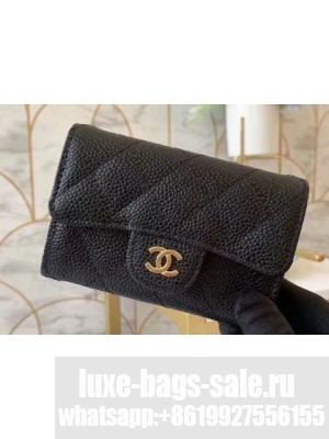 Chanel Classic Small Card Holder AP0214 Grained Calfskin Black/Gold