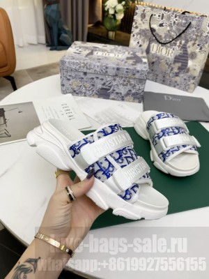 Dior D-Wander Flat Strap Sandals Blue 2021 Collection