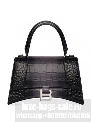 Balenciaga Hourglass Small Embossed Bag Black