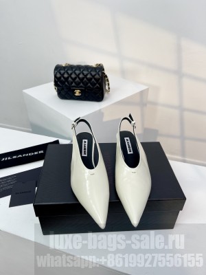JIL SANDER Slingback Ballerina Pumps white