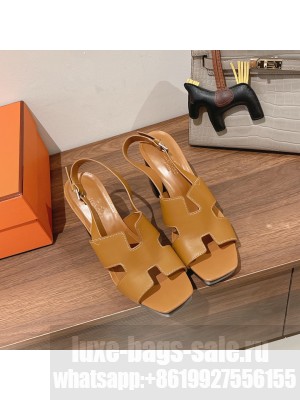 Hermes Elbe 9cm Sandals Brown