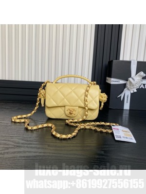Chanel SMALL FLAP BAG WITH TOP HANDLE AS5298 YELLOW