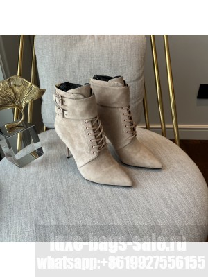 Balmain Women's 9.5cm URIA Uria Ankle Boots Suede Gray 2022 Collection