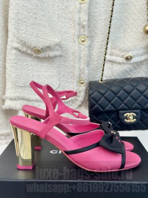 Chanel 7cm Lambskin & Grosgrain Bow Sandals G45690 Pink