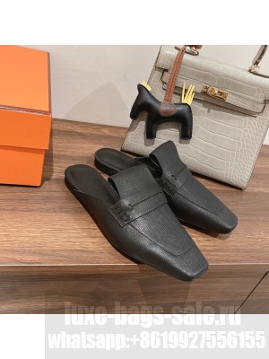 Hermes Perforated H Eloge Mule Black 2022 Collection
