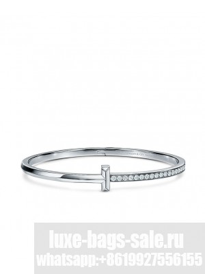 Tiffany Women's T1 Narrow Diamond Hinged Bangle Silver