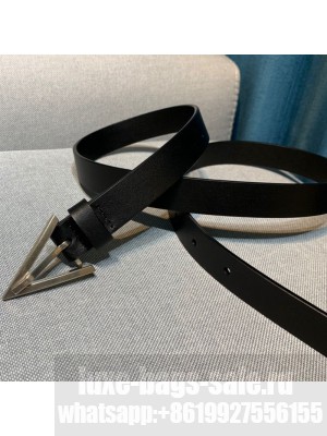 Bottega Veneta Calfskin Belt 2cm with Triangular Buckle Black/Silver  2021 Collection