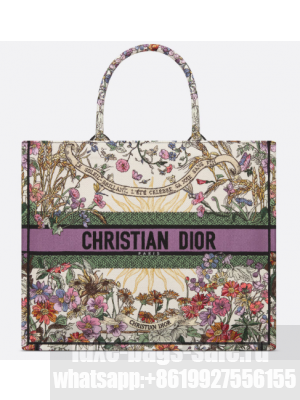 Large Dior Book Tote Ecru Multicolor Dior 4 Saisons Ete Soleil Embroidery M1286ZEBH