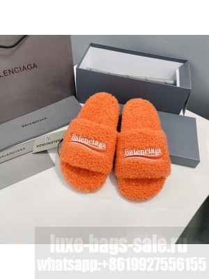Balenciaga Unisex Furry Slide Sandal Orange 2021 Collection