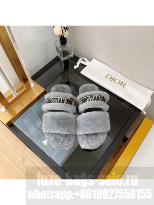 Christian Dior DIOR CHEZ MOI SLIDE Cotton Embroidery and Shearling 015
