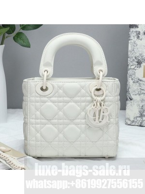 Dior Mini Lady Dior Top Handle Bag in Ultra-Matte Cannage Calfskin White 2019 Collection