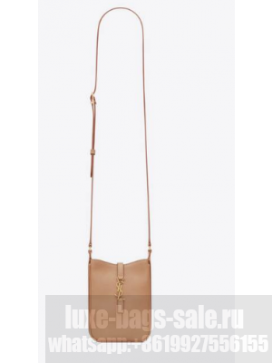 SAINT LAURENT LE 5 A 7 MINI VERTICAL IN SHINY LEATHER 7352142 BROWN GOLD