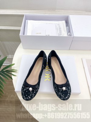 Christian Dior 3.5cm Black and White Cannage Tweed Pumps