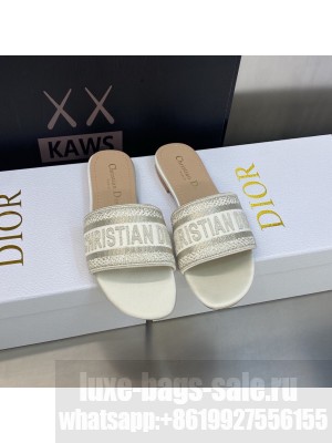 Dior Dway Slide Sandals in Cotton Embroidered 2023 Collection 043