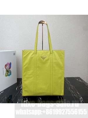 Prada Medium antiqued nappa leather tote bag 1BG587 yellow