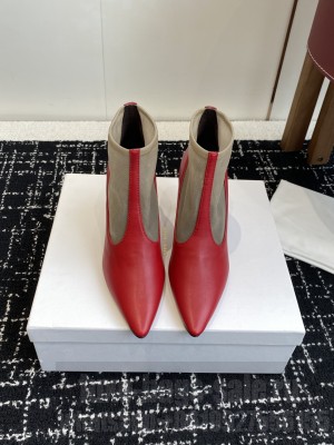 The Row Mesh and leather 80mm Heel Ankle boots Red