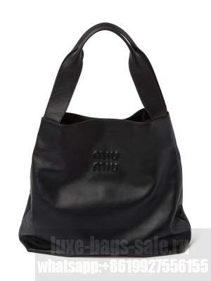 Miumiu Nappa Hobo Bag With Logo 5BC119 Black