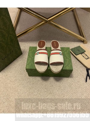 Gucci GG Matelassé Espadrilles Slides Sandals White Canvas 2021 Collection 