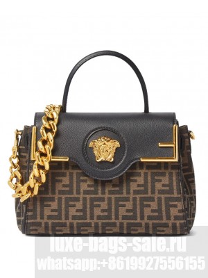 Fendi Fendace La Medusa Medium Handbag Black