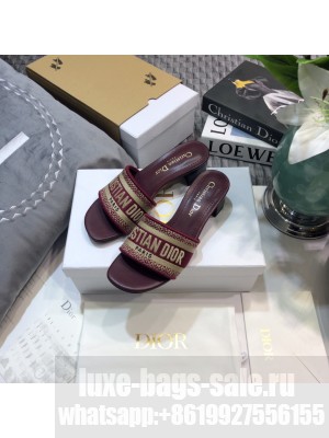 Dior Dway Heeled Slide Sandals 4cm in Cotton Embroidered 2023 Collection 02