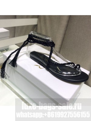 Dior Cord Lace up Flat Sandals Black Spring/Summer 2021 Collection