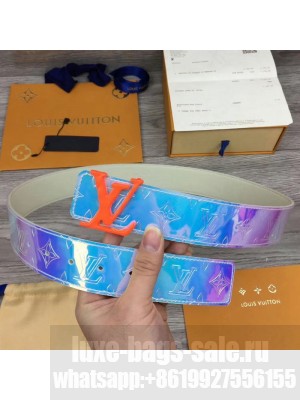 Louis Vuitton Men's Iridescent Belt 40mm with LV Buckle Orange 2019 Collection
