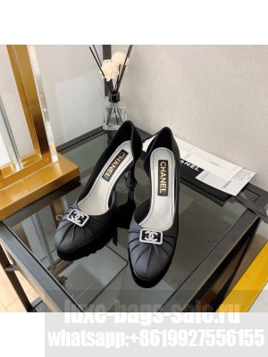 Chanel Fabric Crystal CC Pumps 9cm Black 2022 Collection