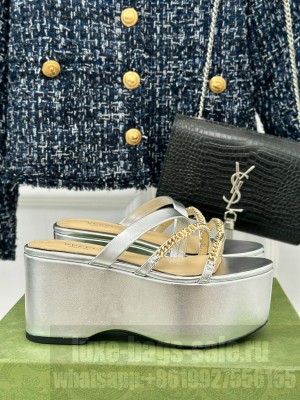 Gucci Signoria 7.5cm Platform Slide Silver