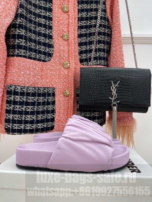 JIL SANDER Square Toe Flat Sandals Purple