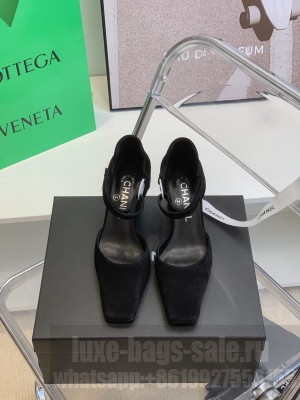 Chanel Vintage 7cm Suede Black Pumps 2022 Collection