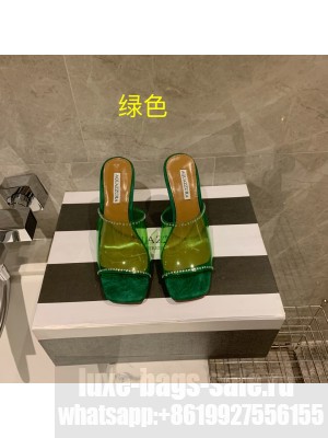 Aquazzuea 8.5cm Crystal heel TUP Green  Mule 2022 Collection