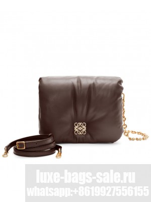 Loewe Puffer Goya Bag In Shiny Nappa Lambskin Dark Coffee