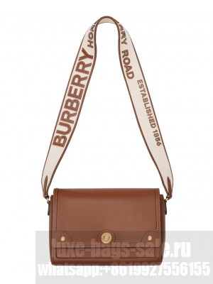Burberry Topstitched Leather Shoulder Bag Coffee