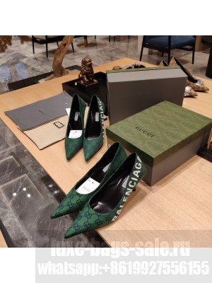 Gucci x Balenciaga 65mm/100mm The Hacker Project Square Knife Pump Green 2022 Collection 