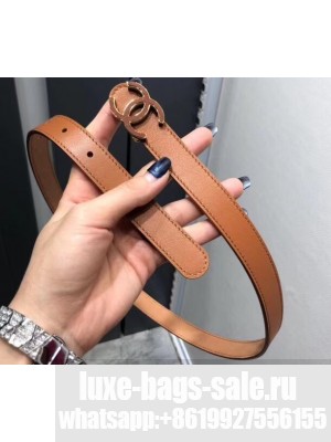 Chanel Width 2cm CC Logo Buckle Leather Belt Brown