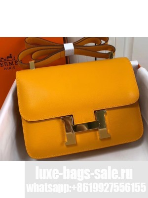 Hermes Constance Mini/MM Bag in Epsom Leather Yellow with Gold Hardware