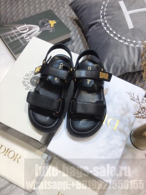 Dior DiorAct Calfskin Flat Strap Sandals Black 2021 Collection 